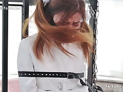 Japanese Woman in Latex Catsuit Straightjacket Bondage